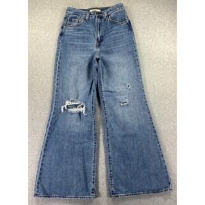 Levi's High Loose Flare Jean Women's Size 27x32 Big E Premium Distressed Whisker